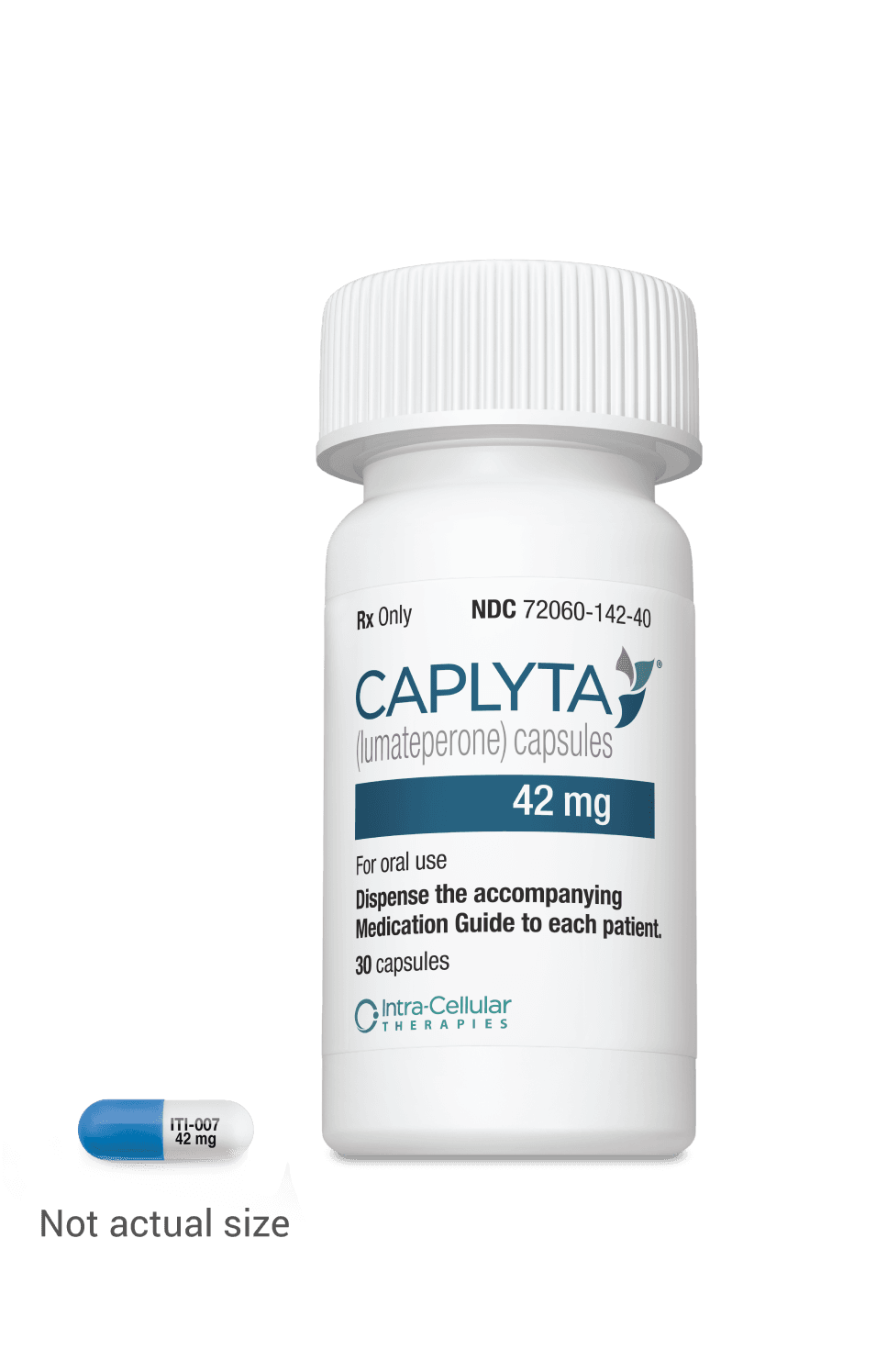 CAPLYTA® (lumateperone) capsules 42 mg package with pill