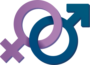 Icon representing men and women experiencing bipolar disorder at similar rates